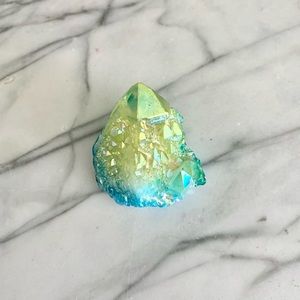Yellow/Aqua Aura Quartz Crystal